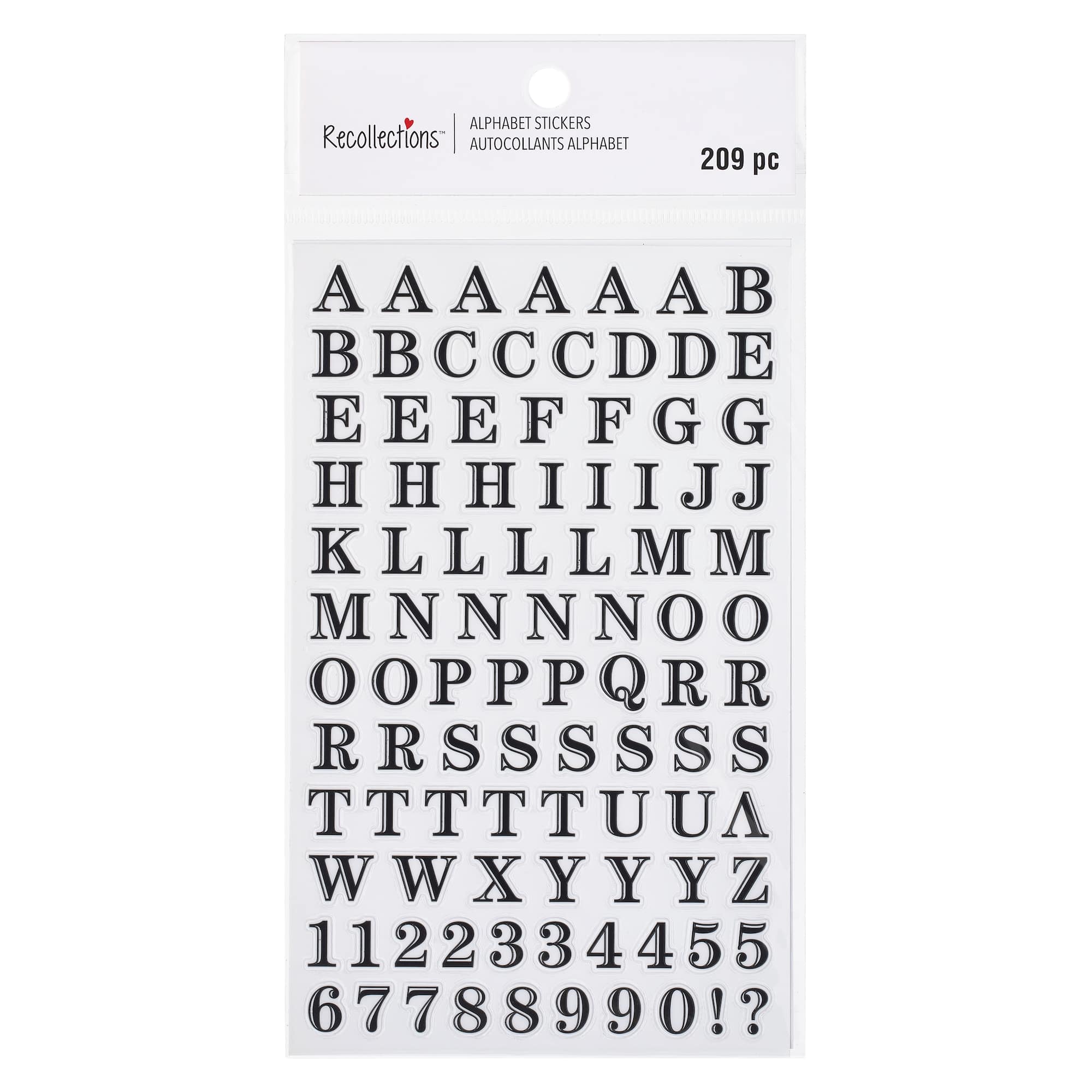 12 Packs: 213 ct. (2556 total) Black Printed Alphabet Stickers by Recollections™